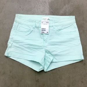 Pastel Aqua short shorts, NWT, H&M Size 4